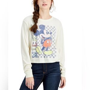 Disney Juniors' Mickey Checkered Long-Sleeve T-Shirt Mickey Mouse Graphic Tee L